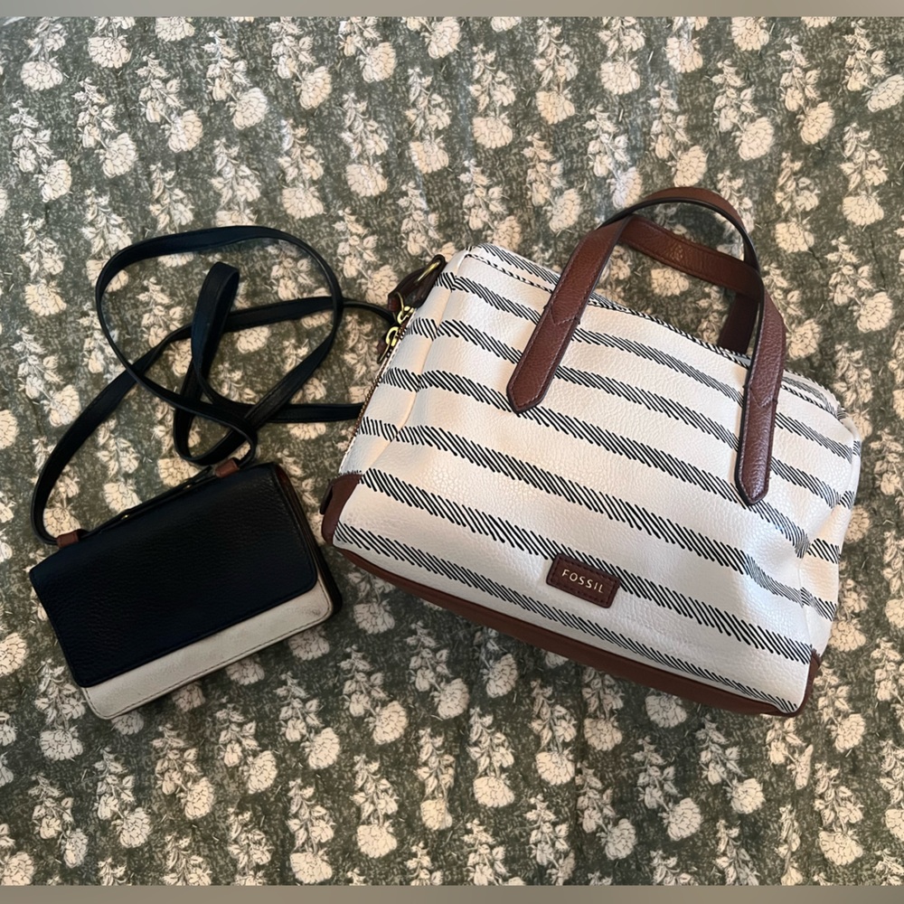 Fossil Black and Brown matching crossbody bags